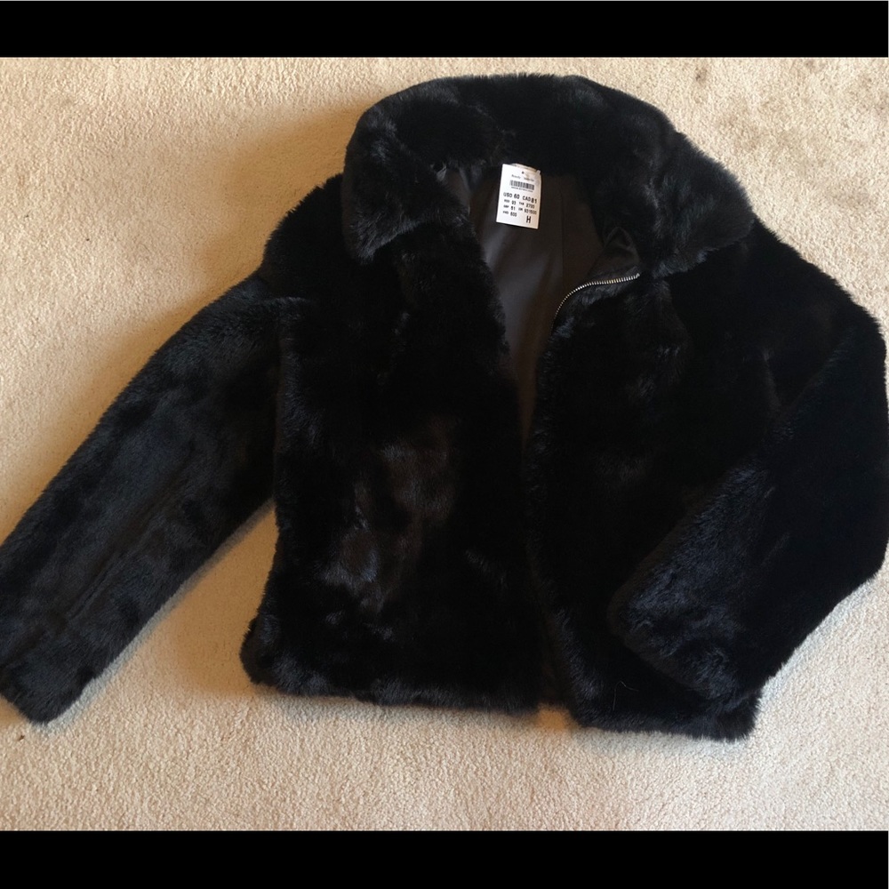 Brandy Melville black faux fur jacket